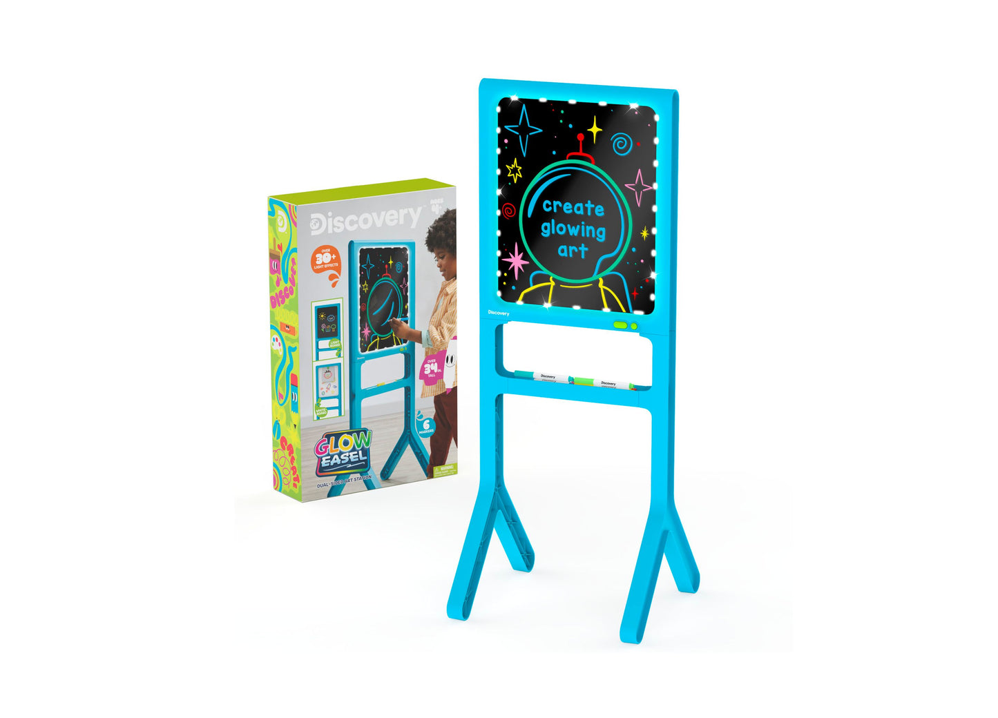 Discovery Kids Glow Easel Dual-Sided Light-Up Art Station