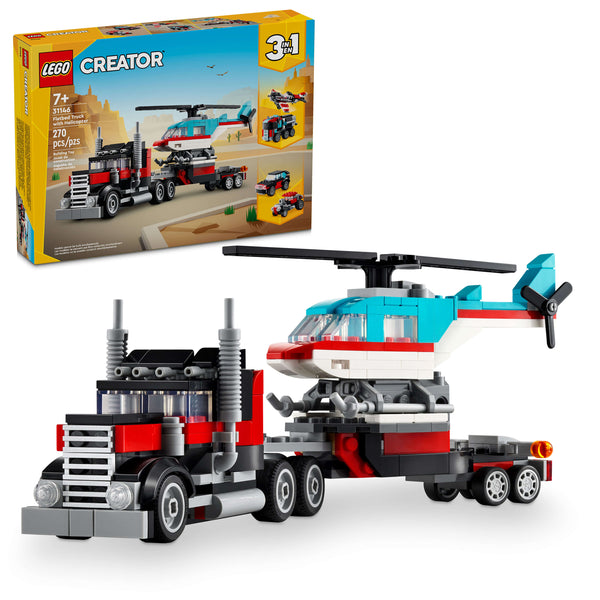 LEGO Creator 3-in-1 Flatbed Truck and Helicopter Playset 31146