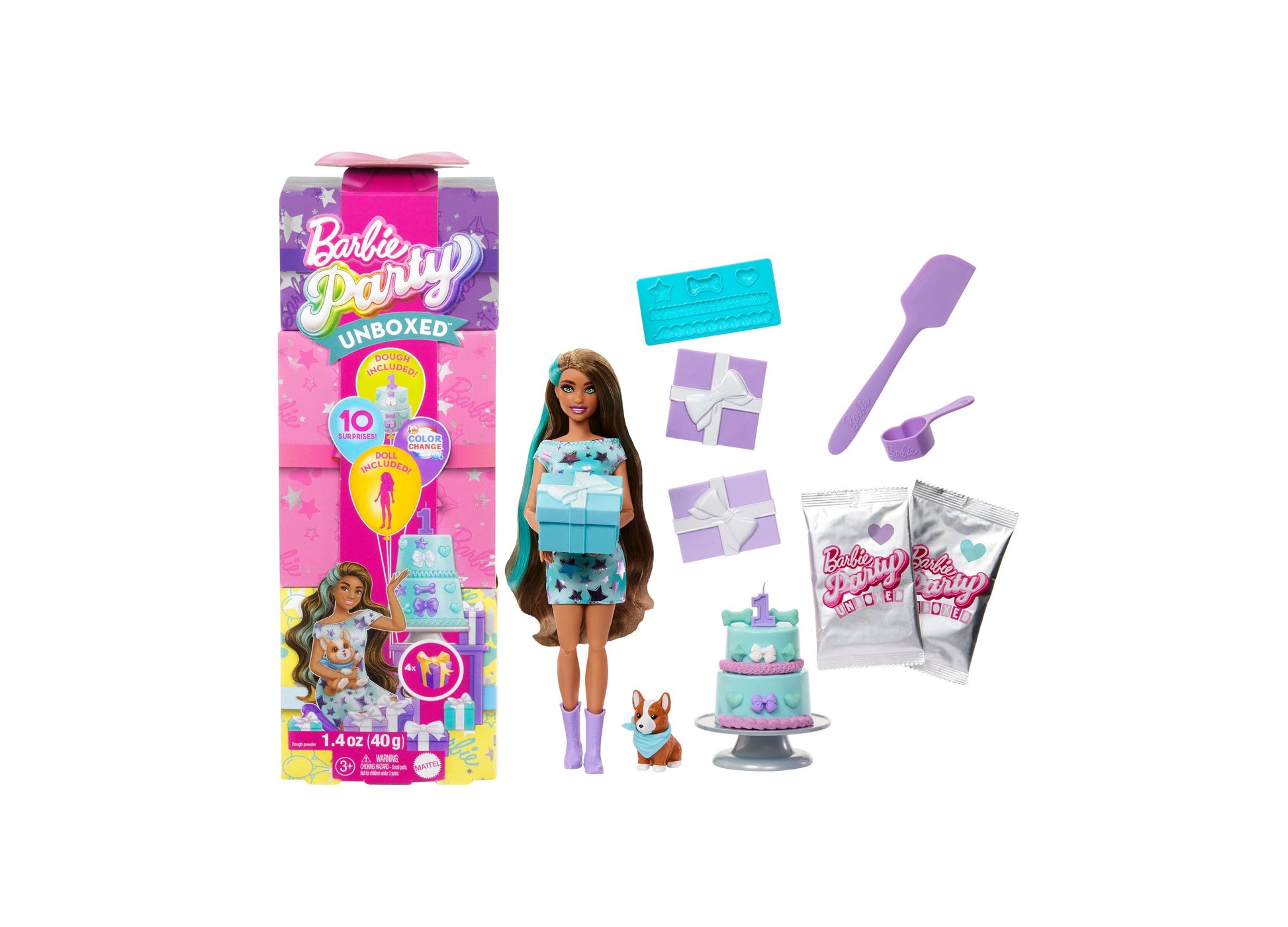 Barbie Party Unboxed Pet Birthday Series Doll Party Stars Set