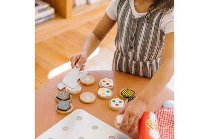 Melissa & Doug Slice and Bake Cookie Set with wooden cookies and decorating tools