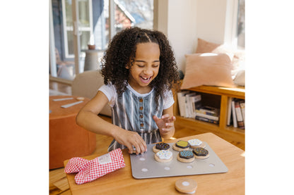 Melissa & Doug Slice and Bake Cookie Set with wooden cookies and play mat
