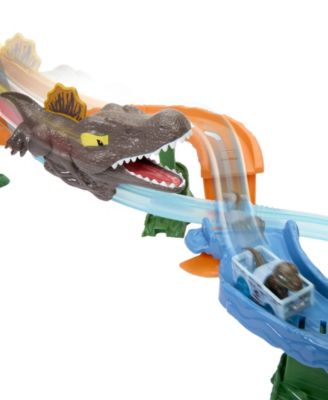 Hot Wheels RacerVerse Jurassic World Crash & Splash Track Set with Die-Cast Dinosaur Toy Car