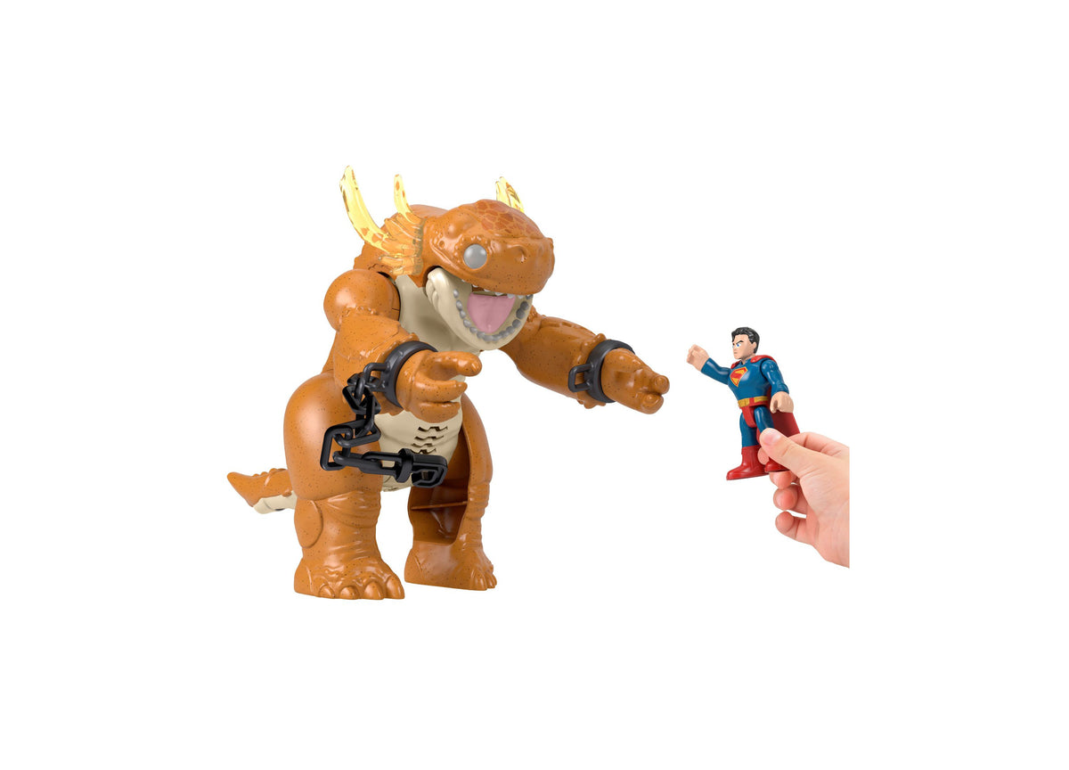 Imaginext Superman Kaiju Clash Toy set with brown monster figure and Superman character figure