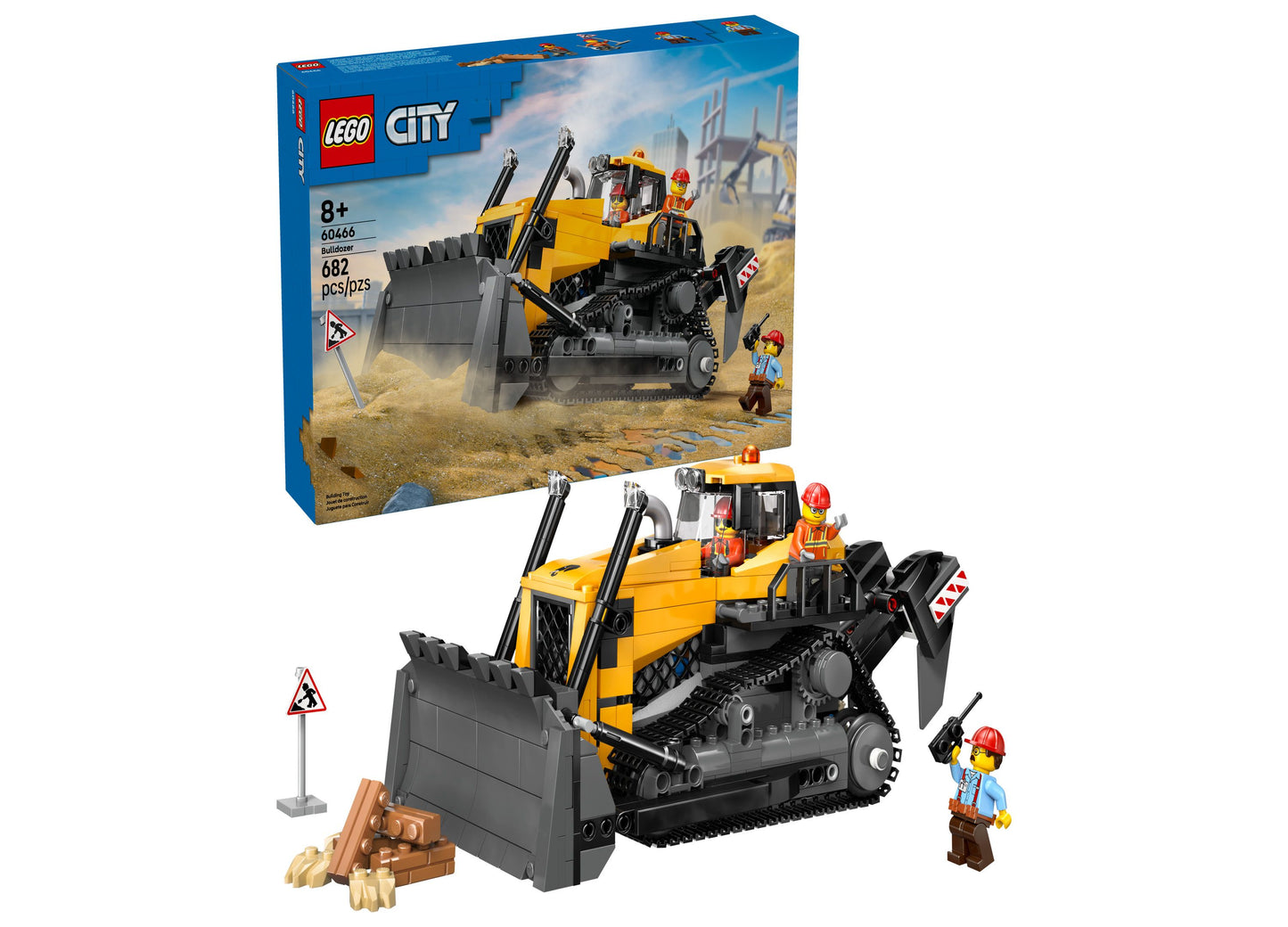 LEGO City Yellow Bulldozer 60466 Construction Toy Set - 682 Pieces