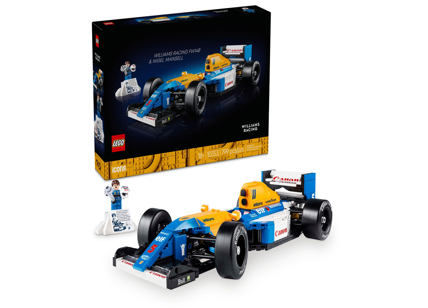 LEGO Icons Williams Racing FW14B & Nigel Mansell Model Car Set 10353 - 799 Pieces