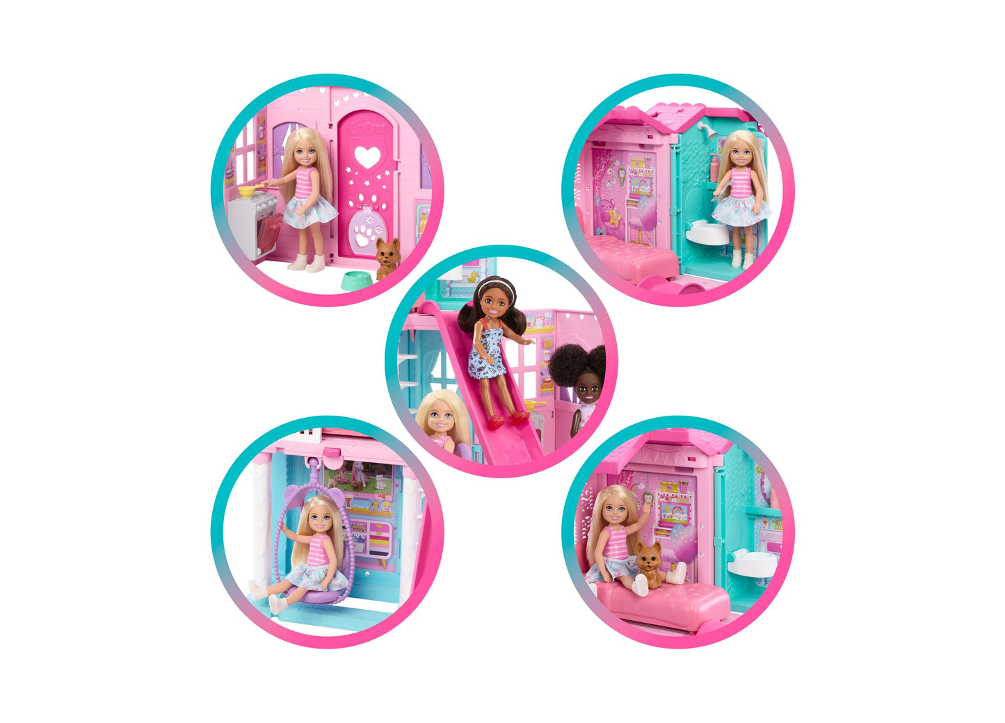 Barbie Chelsea Pop-Up Doll House with Doll and 15+ Accessories