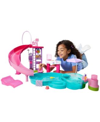 Barbie Dream Pool Playset - Slide & Bubbling Hot Tub with 20+ Accessories