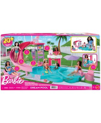 Barbie Dream Pool Playset - Slide & Bubbling Hot Tub with 20+ Accessories
