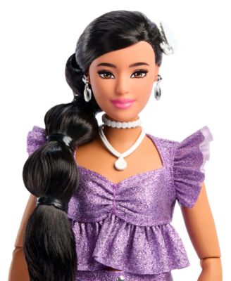 Barbie Deluxe Style Fashion Doll 8 in Metallic Purple Top and Sparkly Shorts with Accessories