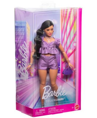Barbie Deluxe Style Fashion Doll 8 in Metallic Purple Top and Sparkly Shorts with Accessories