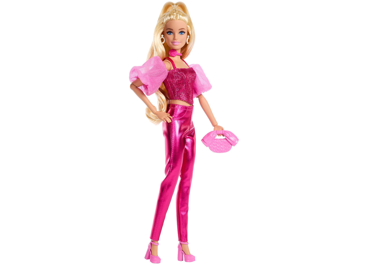 Barbie Deluxe Style Fashion Doll 5 in Metallic Pink Outfit with Corset Top and Accessories