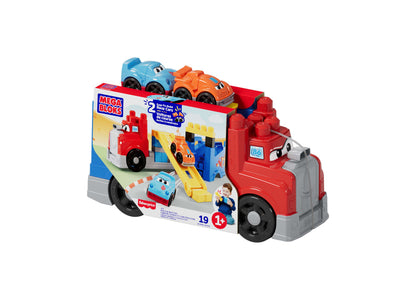 Mega Bloks First Builders Build and Race Rig Toy Blocks, 19 Pieces