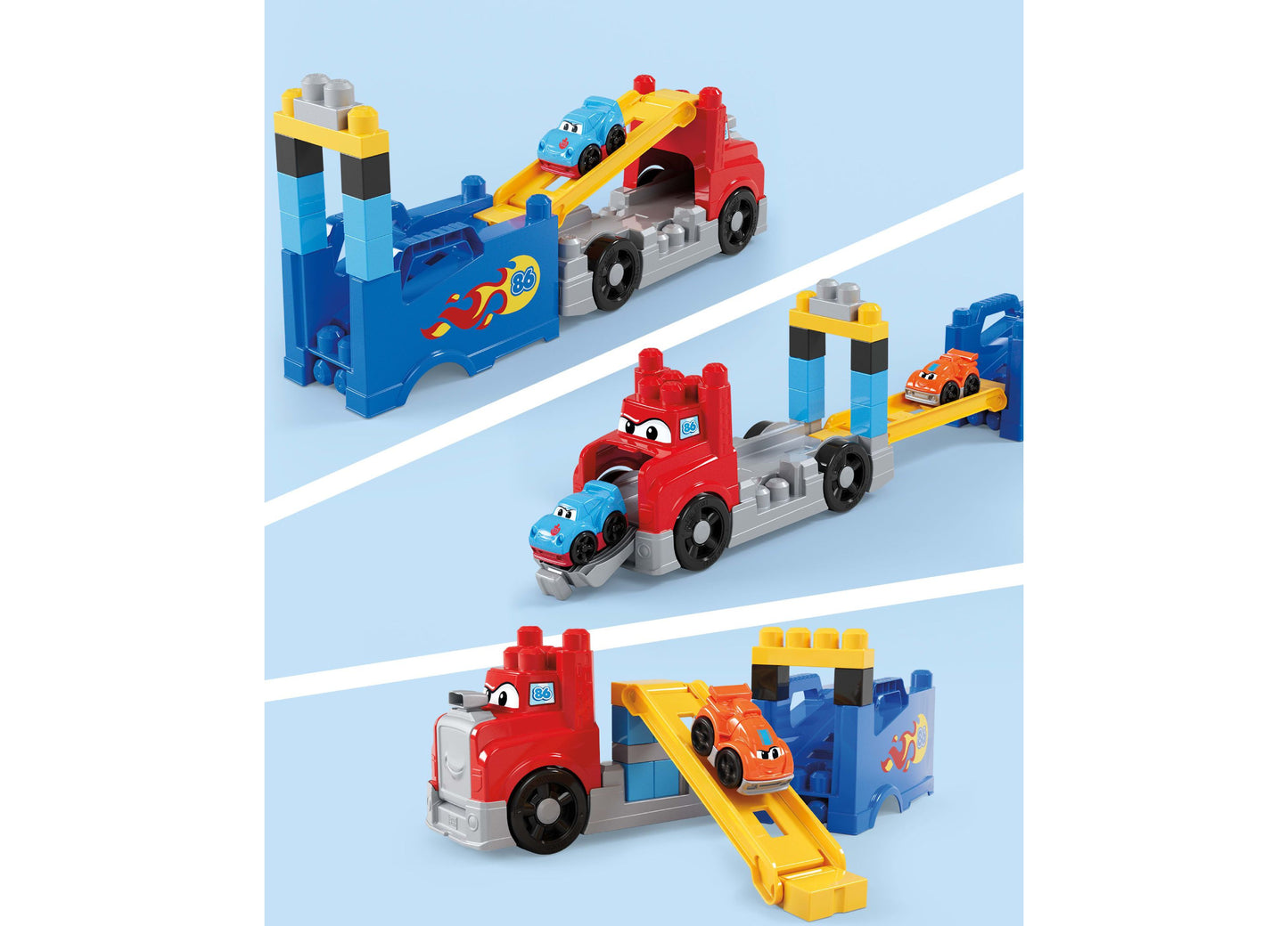 Mega Bloks First Builders Build and Race Rig Toy Blocks, 19 Pieces