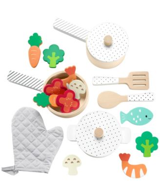 Fisher Price Wooden Pots and Pans Kitchen Playset - 19 Piece Set