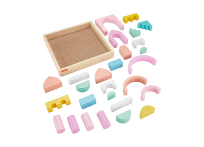 Fisher Price FSC-Certified Wooden Castle Block Set, 28 Pieces for Toddlers