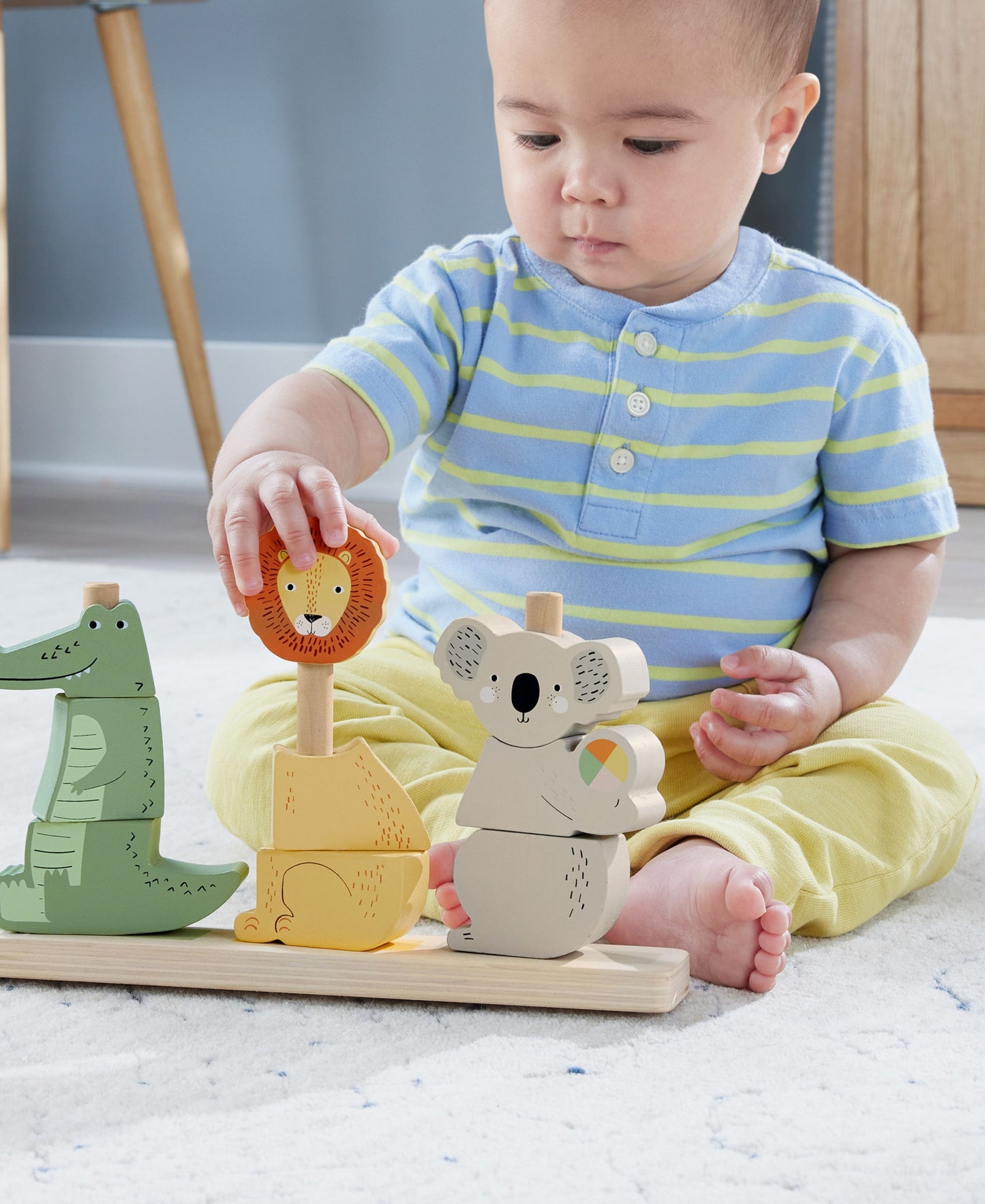 Fisher-Price Wooden Stack & Sort Animals – Eco-Friendly Toddler Toy