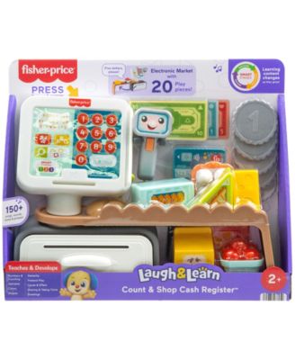 Fisher Price Laugh and Learn Count and Shop Cash Register Interactive Toddler Toy, 20 Pieces