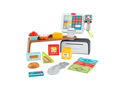 Fisher Price Laugh and Learn Count and Shop Cash Register Interactive Toddler Toy, 20 Pieces