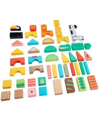 Fisher Price Jungle Adventure 50-Piece Wooden Block Set