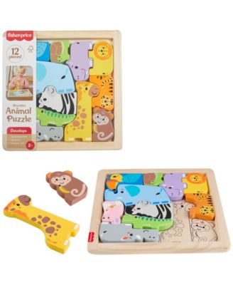 Fisher Price 13 pc Wooden Animal Shape-Sorting Puzzle
