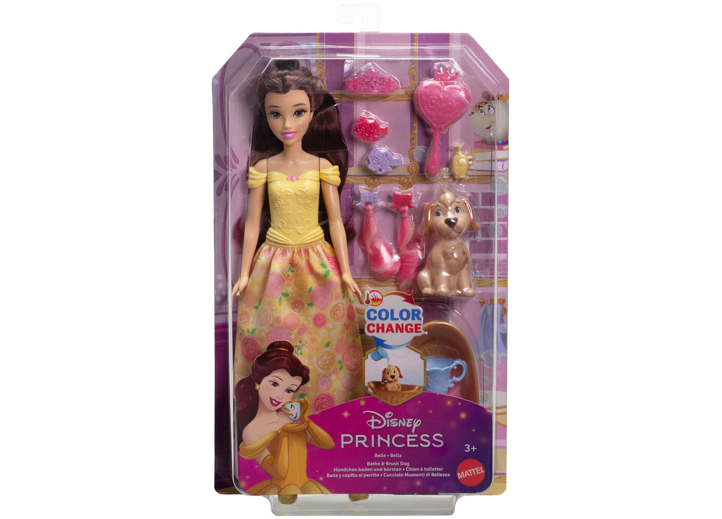 Disney Princess Bath and Style Belle Fashion Doll with Dog