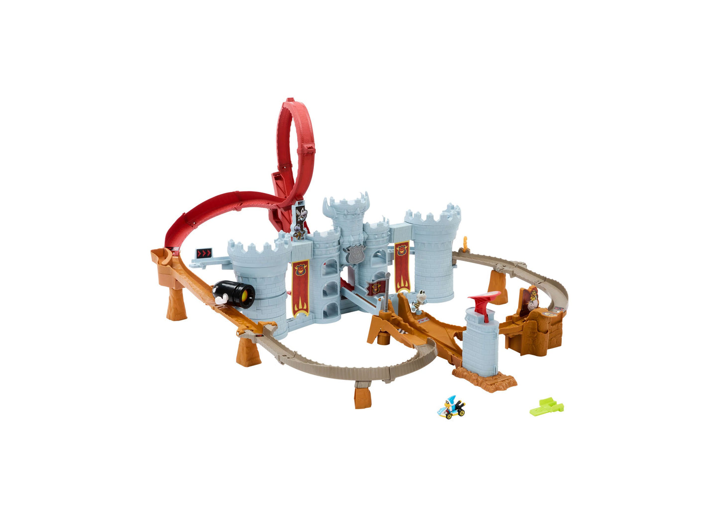 Hot Wheels Mario Kart Bowser's Castle 1:64 Scale Track Set with Kamek Vehicle