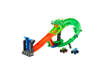 Hot Wheels 1:64 Monster Trucks Sharks vs Dinos Dragon Destruction Playset