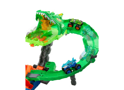 Hot Wheels 1:64 Monster Trucks Sharks vs Dinos Dragon Destruction Playset
