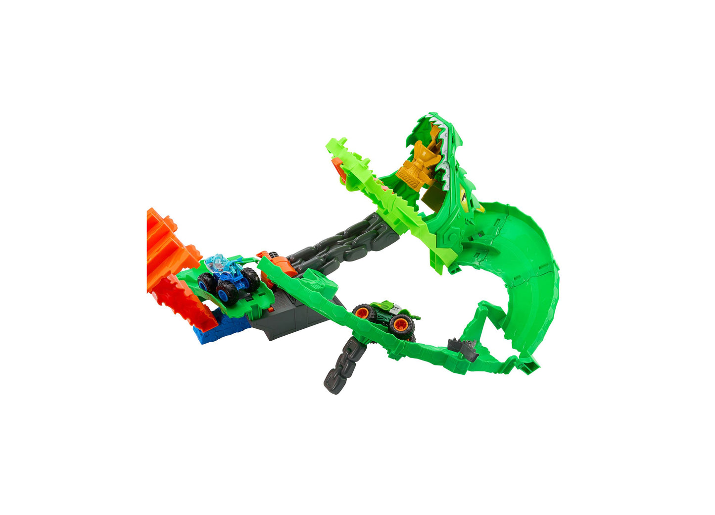 Hot Wheels 1:64 Monster Trucks Sharks vs Dinos Dragon Destruction Playset