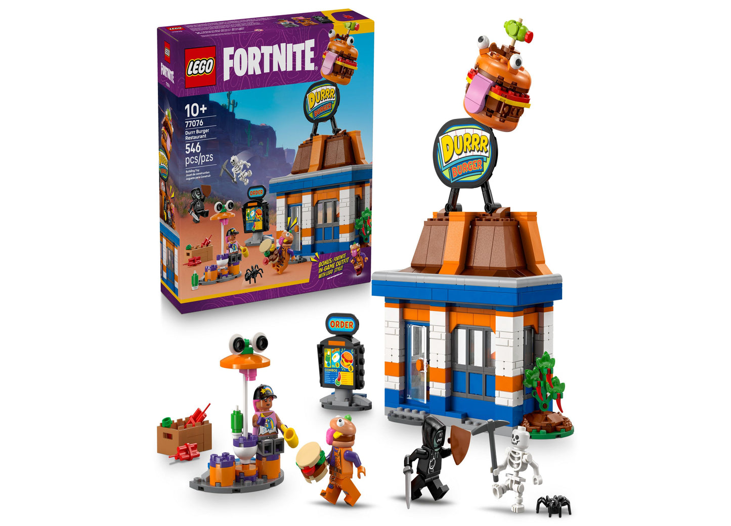LEGO Fortnite Durrr Burger Restaurant Building Set 546 Pieces - Kids Toy 77076