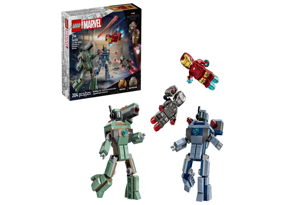 LEGO Marvel Iron Man War Machine vs. Hammer Drones 76320, 204 Pieces