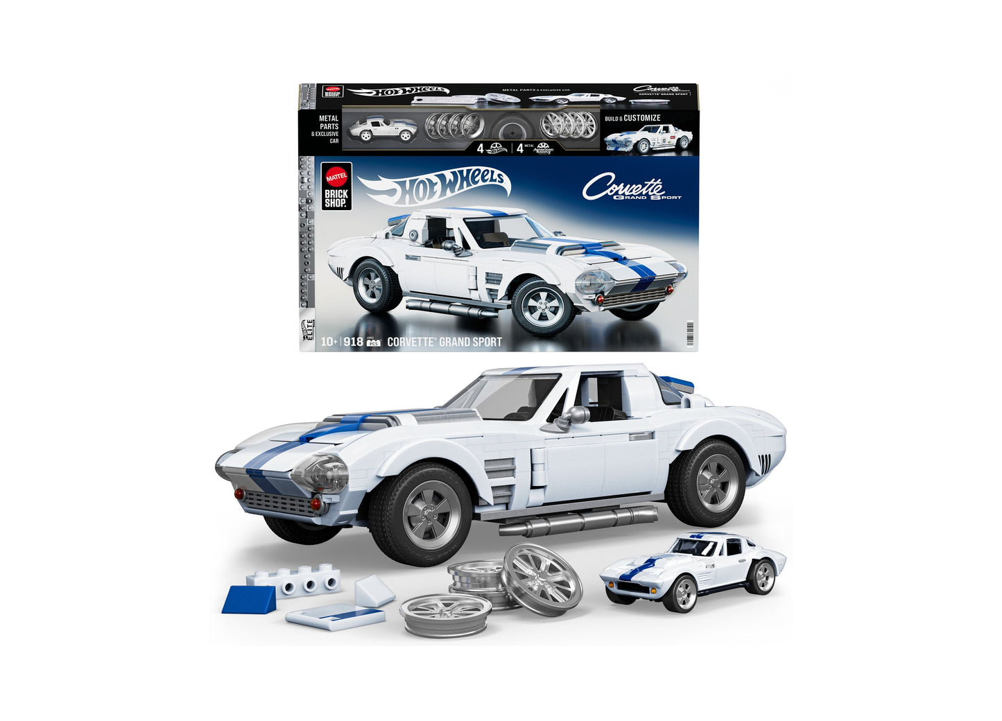 Mattel Brick Shop Hot Wheels Corvette Grand Sport Collector Building Set - 1060 Pieces