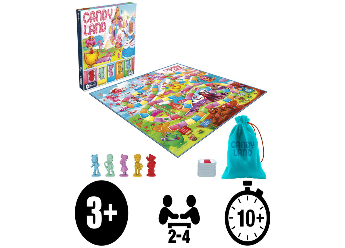 Hasbro Gaming Candy Land Classic Edition Board Game with colorful game board, gingerbread character movers, and...