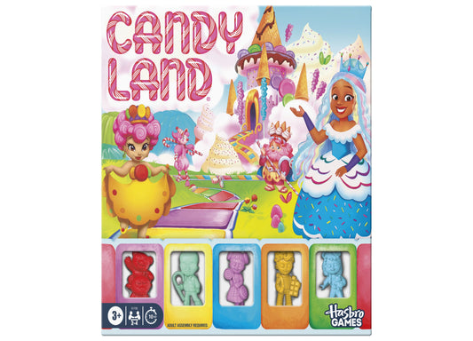 Hasbro Gaming Candy Land Classic Edition Board Game box featuring colorful characters and gingerbread game pieces