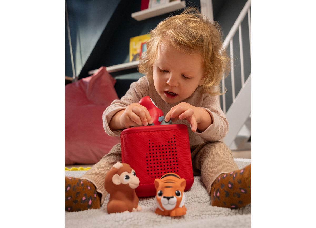 Tonies Jungle Set with three animal figurines: monkey, tiger, and parrot