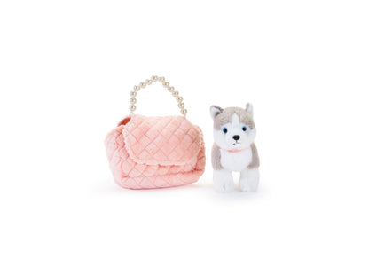 Geoffrey's Toy Box Fancy Pets 6" Plush Husky with Quilted Purse