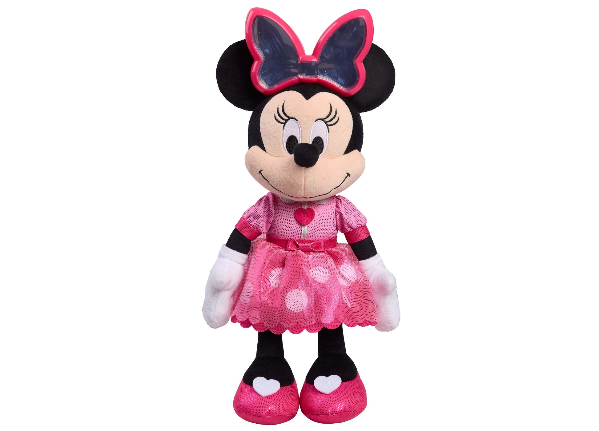 minnie mouse with pink dress Disney Jr. 15 inch Interactive Colorfinity Minnie Mouse Plush Toy