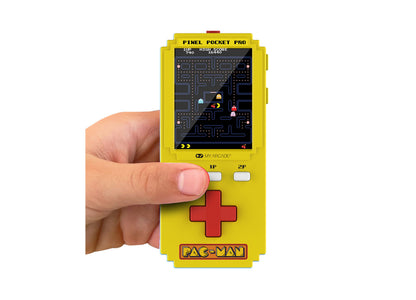 My Arcade Pac-Man Pixel Pocket Pro yellow handheld gaming device with red controls