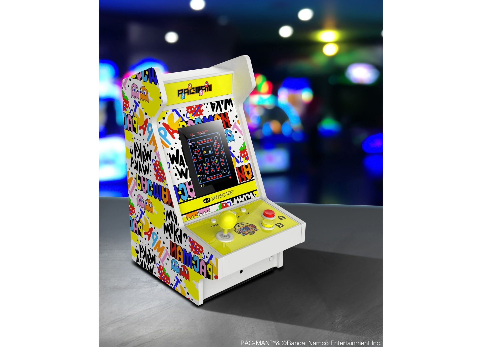 My Arcade Pac-Man 45th Anniversary Mighty Player yellow retro arcade game with joystick