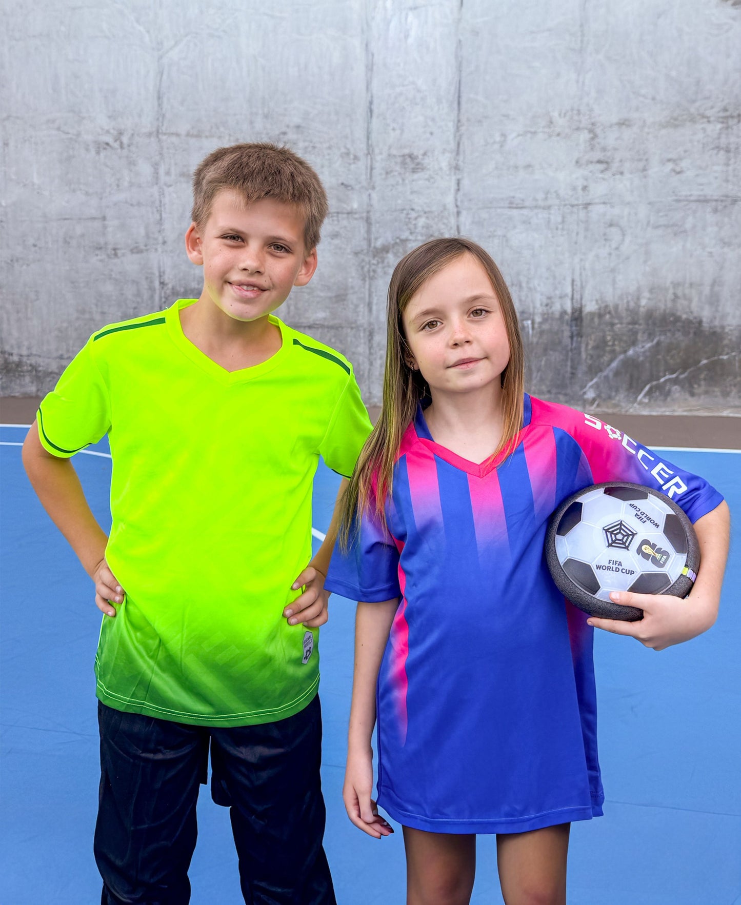 World Tech Toys FIFA World Cup 2026 Hover Soccer Ball with kids in sports uniforms