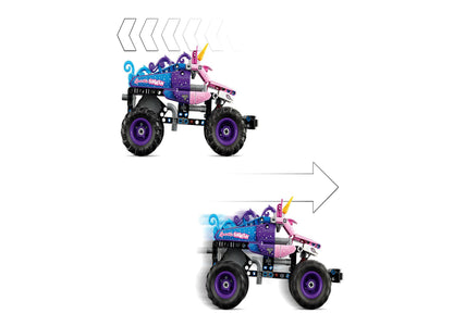 LEGO Technic Monster Jam Sparkle Smash purple pull-back truck toy with big wheels