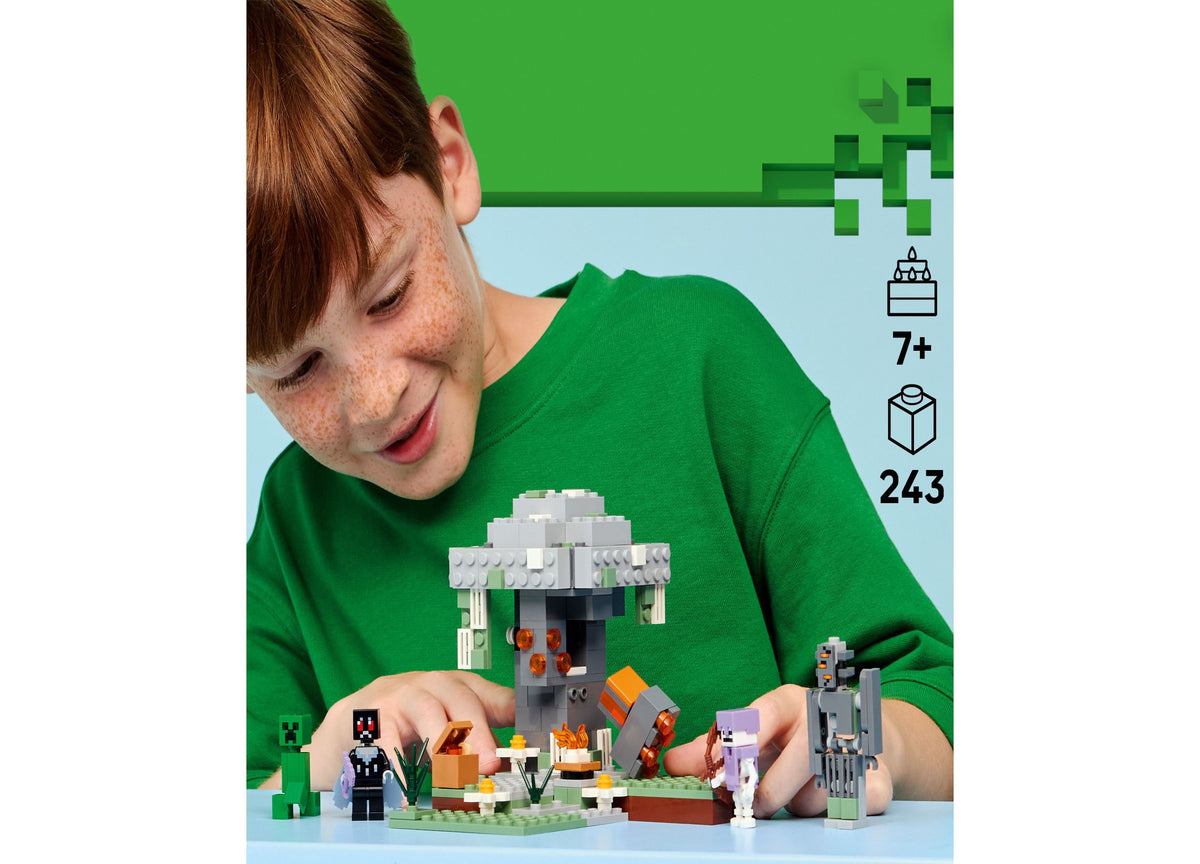 LEGO Minecraft The Pale Garden Building Toy Set with gray tree, Creeper and skeleton minifigures, 243 pieces
