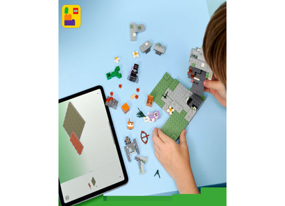 LEGO Minecraft The Pale Garden Building Toy Set with gray landscape, tree, minifigures, and Mothman character display...