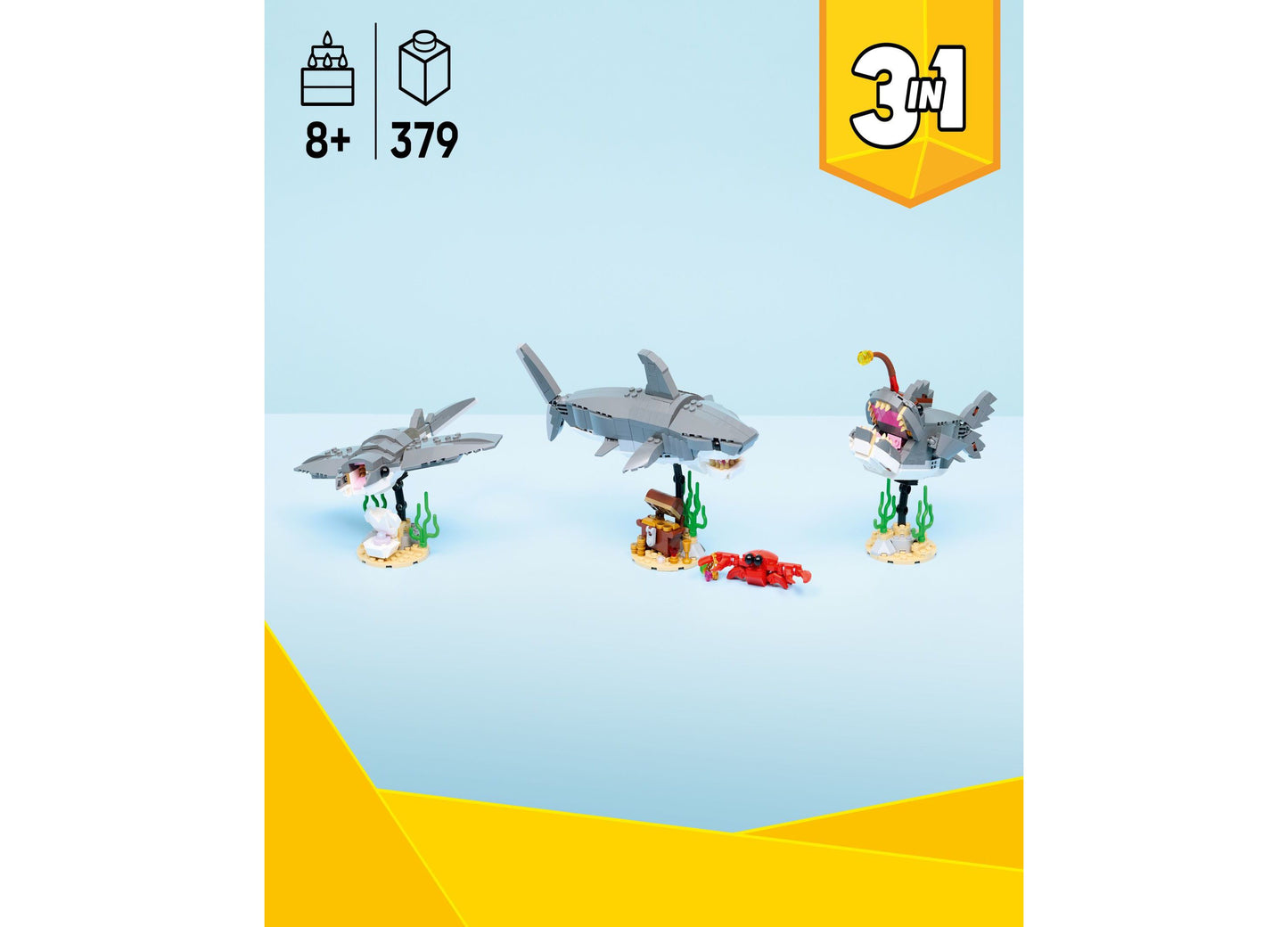 LEGO Creator Fierce Shark and Treasure Chest Building Set 31381 - 379 Pieces