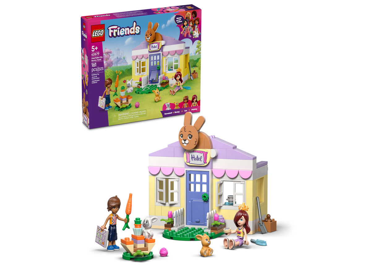 LEGO Friends Heartlake City Bunny Hotel 161-piece building set with colorful two-story hotel, two minidolls, bunny fi...