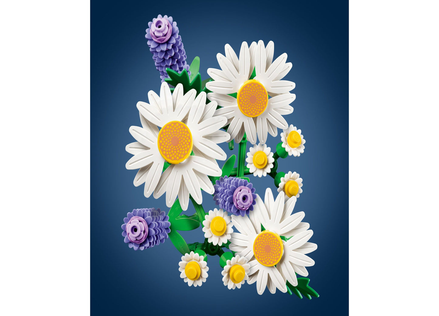 LEGO Botanicals Daisies Building Toy with white and purple flowers, green stems