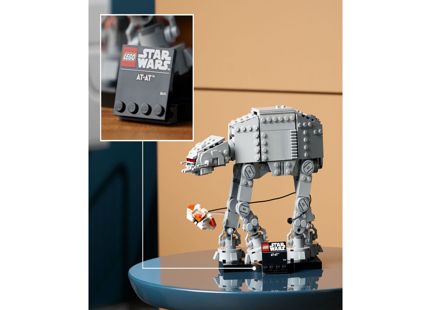 LEGO Star Wars AT-AT Walker 75440 gray buildable toy with minifigures on display