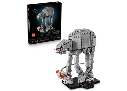 LEGO Star Wars AT-AT Walker 75440 building set with 525 pieces, gray and orange walker with display stand