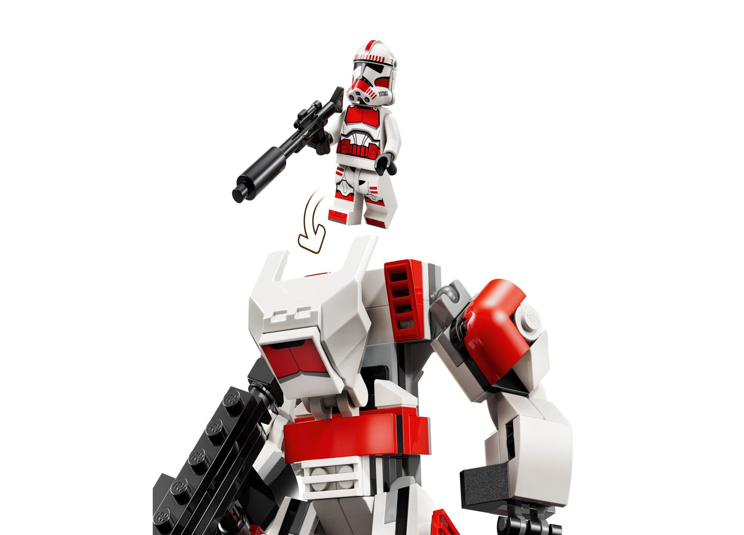 LEGO Star Wars Clone Shock Trooper Mech 75448 with red and white minifigure