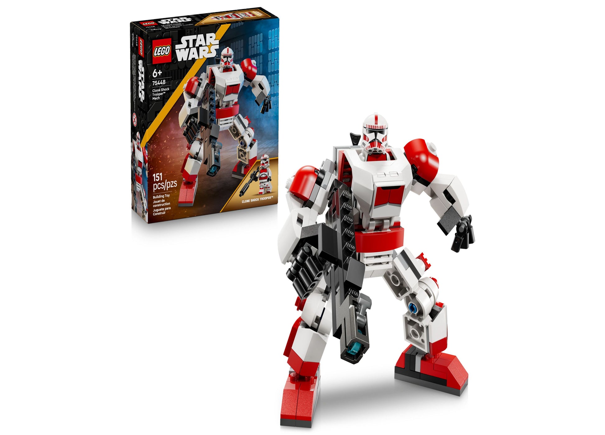 LEGO Star Wars Clone Shock Trooper Mech 75448 red white buildable robot toy